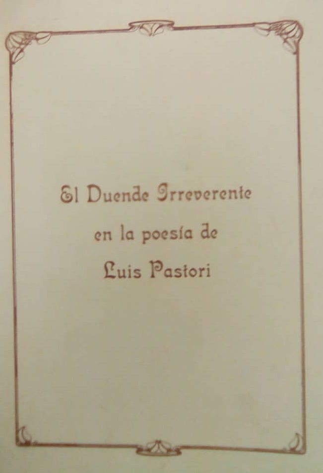 El duende irreverente en la poesía de Luis Pastori